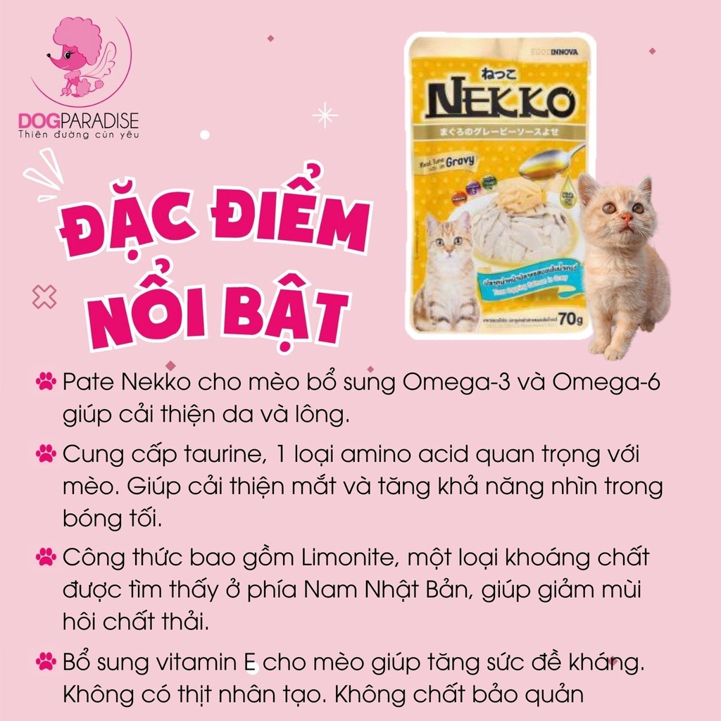 Pate cá ngừ cho mèo Nekko Gravy dạng nước sốt thơm ngon 2 vị túi 70g - Dog Paradise