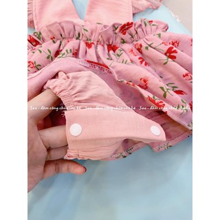 Body váy hoa cổ V bé gái