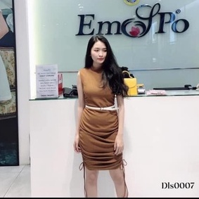 Đầm len ôm sát nách Emsspo dây rút dọc hai bên sườn DLS0007