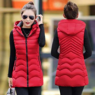 Áo khoác phao gile dáng dài dành cho nữ