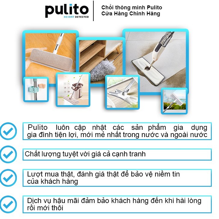 Bộ cây lau nhà ,chổi lau nhà tự vắt thông minh chính hãng Pulito TẶNG  Kèm 2 miếng lau siêu sạch LS-CKT-N