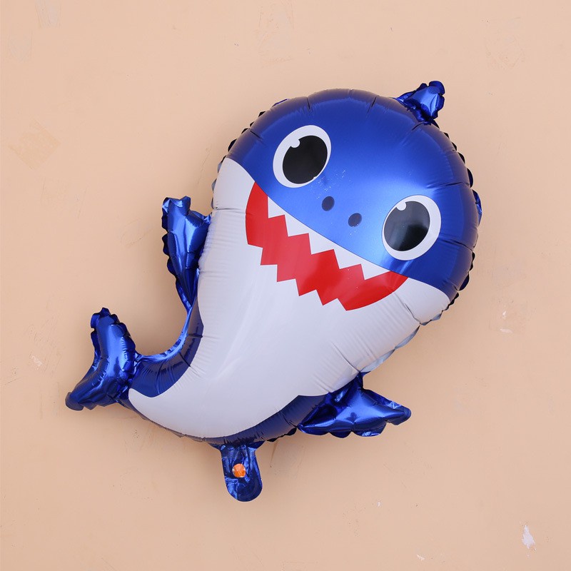 Set 5 Bong Bóng Lá Nhôm Hình Cá Mập Hoạt Hình Trang Trí Tiệc Sinh Nhật Cho Bé