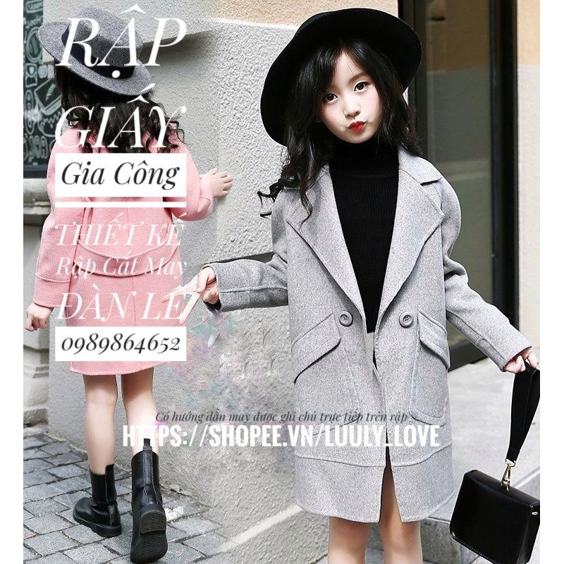 K679 Rập giấy áo măng tô cho bé(1-12t)