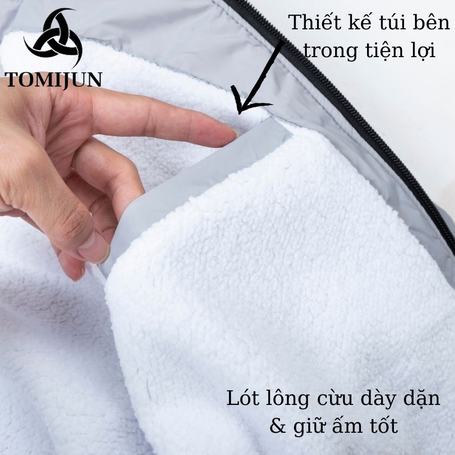 Áo khoác nam nữ, áo dù gió lót lông cừu TOMIJUN Chống nước, chống mưa, cản gió, lót lông mềm mịn, giữ ấm tối đa - AOGIO2