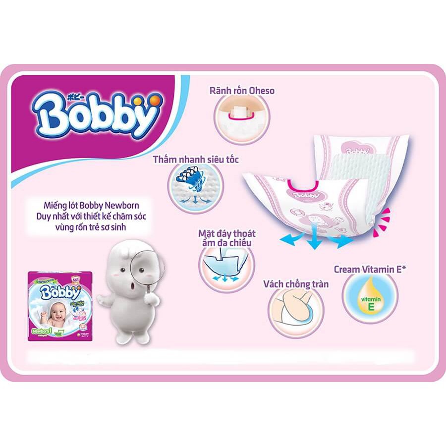 Tấm lót sơ sinh Bobby Newborn 2 (60 miếng) KM 6 miếng tả quần M