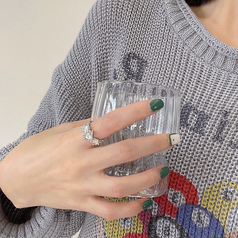 Nhẫn Hở Đính Đá Mặt Trăng Thời Trang Đường Phố Cá Tính Có Thể Điều