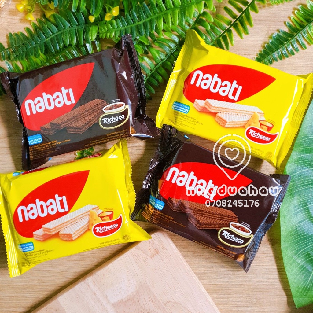 Combo 2 gói bánh xốp kẹp kem vị sô cô la/ phomai Nabati hàng Malaysia nhập chuẩn xịn gói 50gam