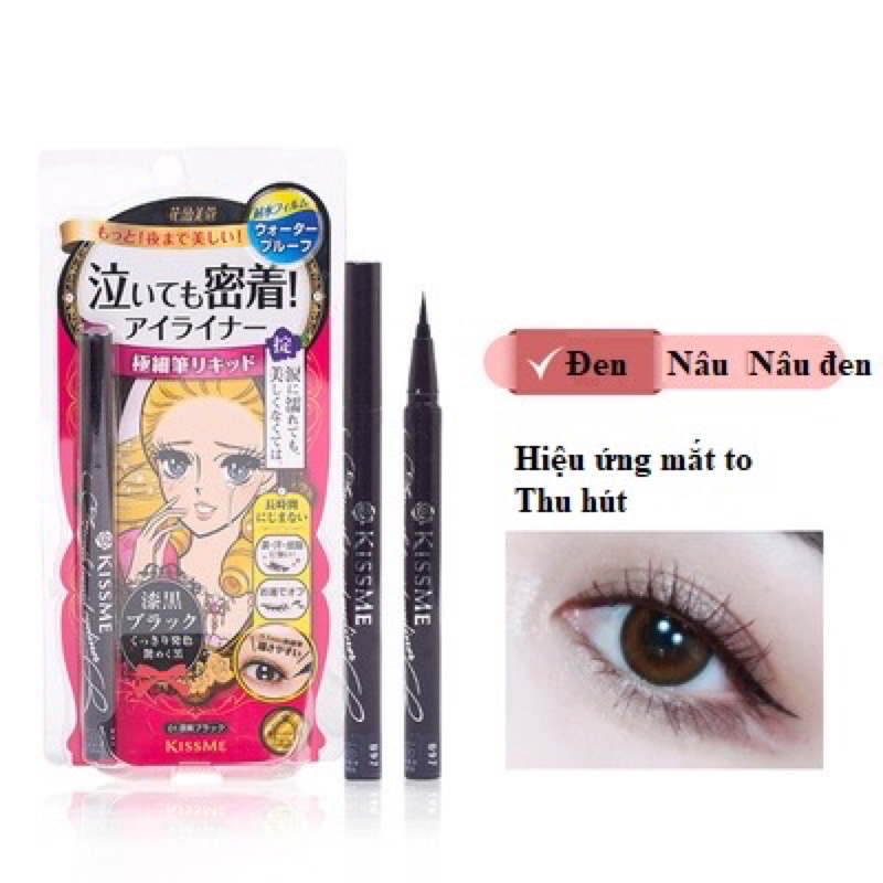 Combo mascara và kẻ mắt nước Kiss me ( gồm 1 kẻ chuốt mi và 1 kẻ mắt nước)