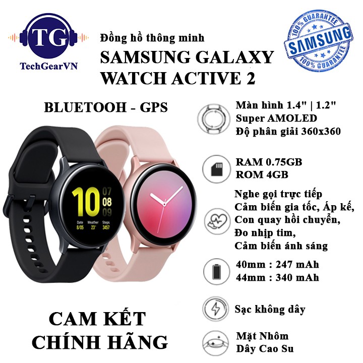 Đồng hồ thông minh Samsung Galaxy Watch Active 2 - Hàng chính hãng ( Bản nhôm Dây Silicon)