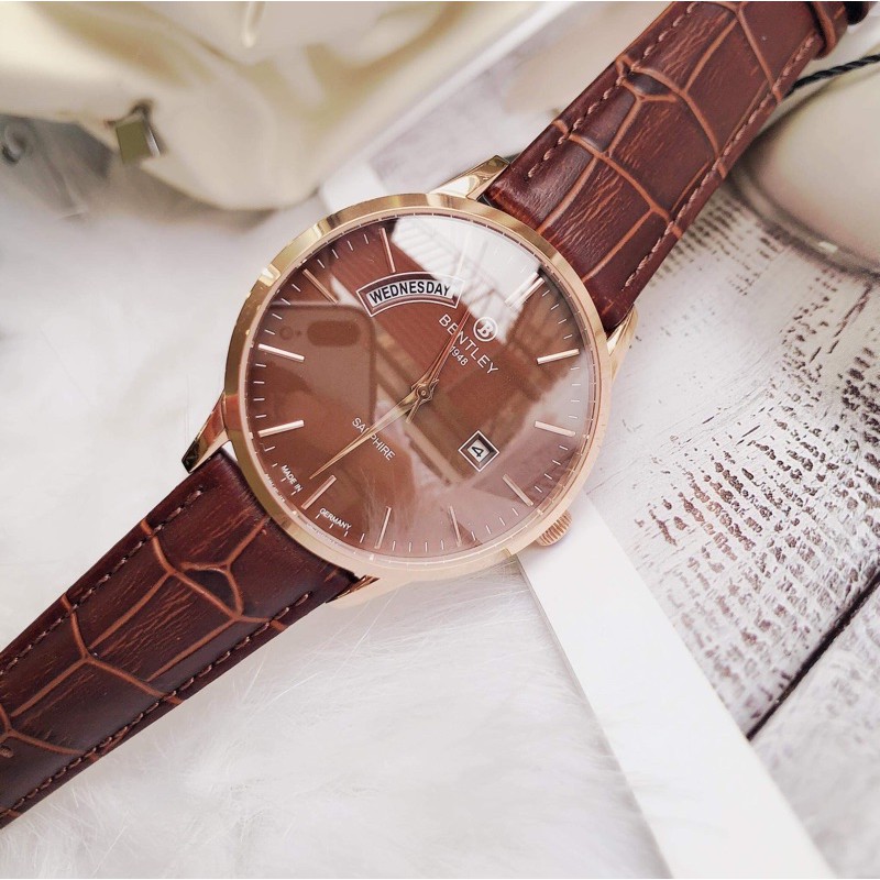 Đồng hồ nam dây da mặt kính chống xước BL1864 BL1864-10 Bentley BL1864-10MRDD