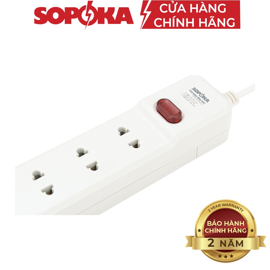 Ổ cắm điện liền dây chịu tải 1200W 2200W SOPOKA 4H1 4H2 dây 2,5M4,5M