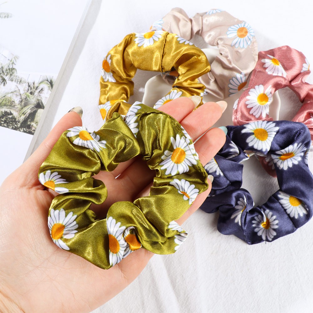 Dây Cột Tóc Cao Su Co Giãn In Hình Hoa Cúc Nhiều Màu Thời Trang Cho Nữ