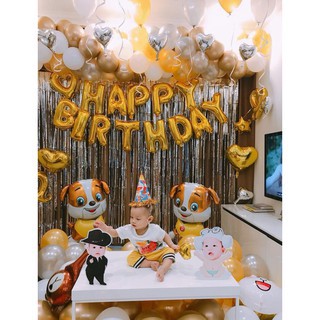 Bộ Bóng Bay Trang Trí Sinh Nhật Năm Cún/ Chó Tông Vàng