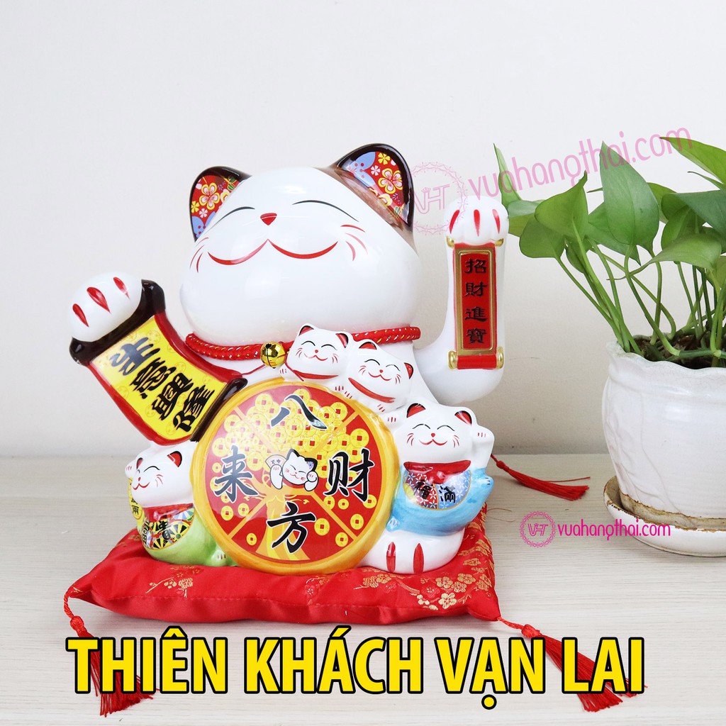 Mèo Thần Tài Vẫy Tay Maneki Neko - Gốm Sứ Cao Cấp, Mang Lại Kim Tiền, Tài Vận, Thiên Khách, Thăng Quan Cho Gia Chủ