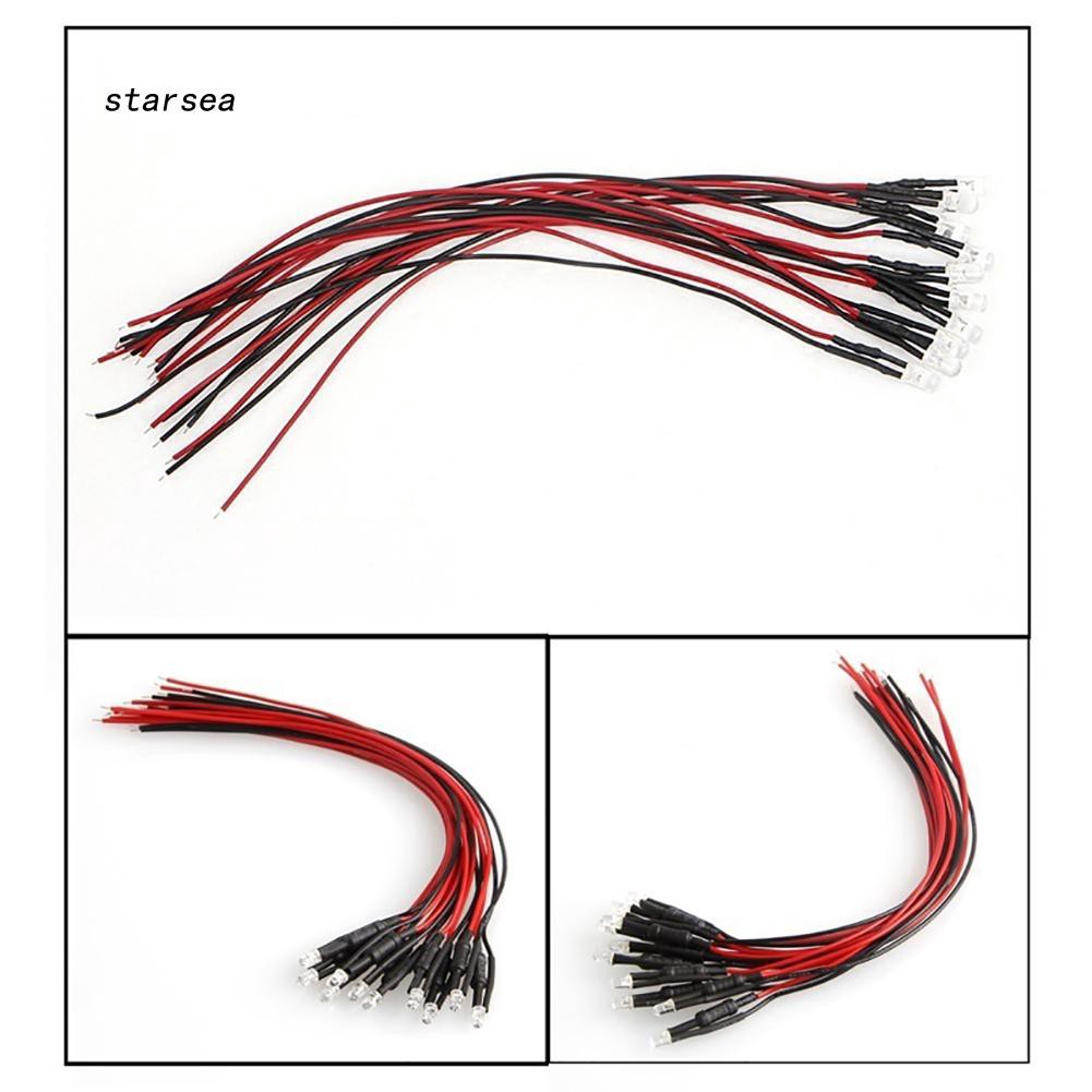 Bộ 10 sợi dây ruy băng gắn hạt đèn LED siêu sáng 3mm / 5mm 20cm 5V 12V cho đồ chơi xe hơi mô hình
