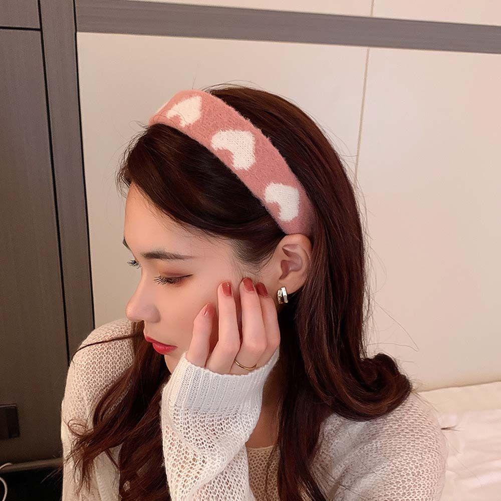 Băng Đô Cài Tóc Bằng Lông Cashmere Họa Tiết Trái Tim Màu Sắc Ngọt Ngào Thời Trang Cho Nữ