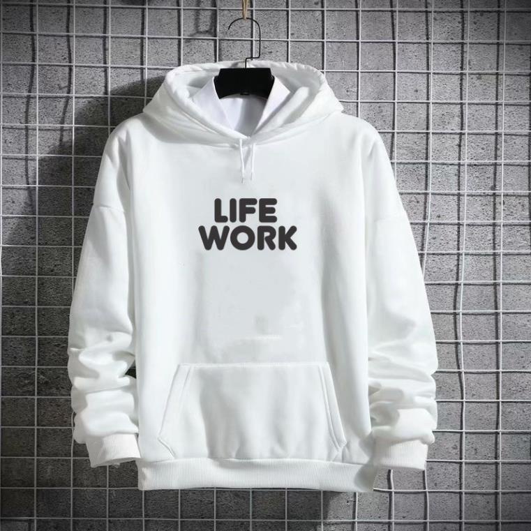 Áo Hoodie Nỉ LIFE WORK Form Unisex Nam Nữ, áo hodie nỉ dày dặn, không xù, mũ 2 lớp