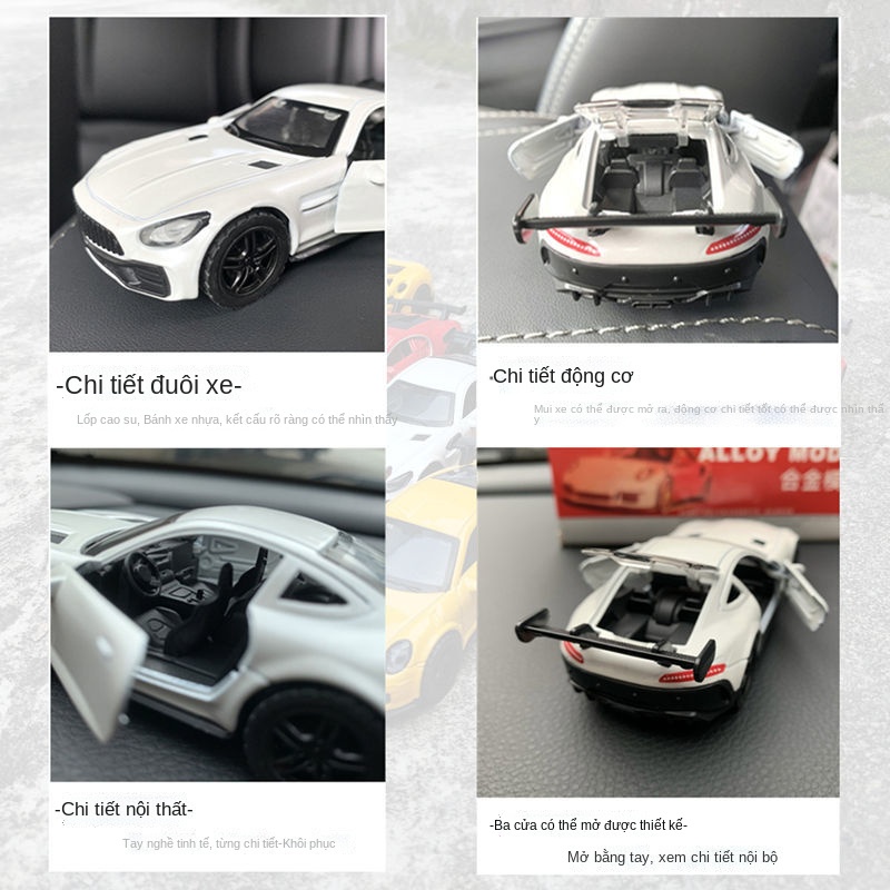 ✘Đồ chơi mô phỏng mô hình trẻ em Mercedes-Benz Rambo Ferrari Porsche Bugatti kéo lại mô hình ô tô thể thao hợp kim