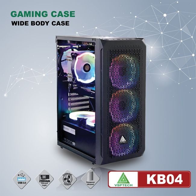 Thùng máy tính Case VSP CA KB04 1 mặt kính cường lực KHÔNG KÈM FAN