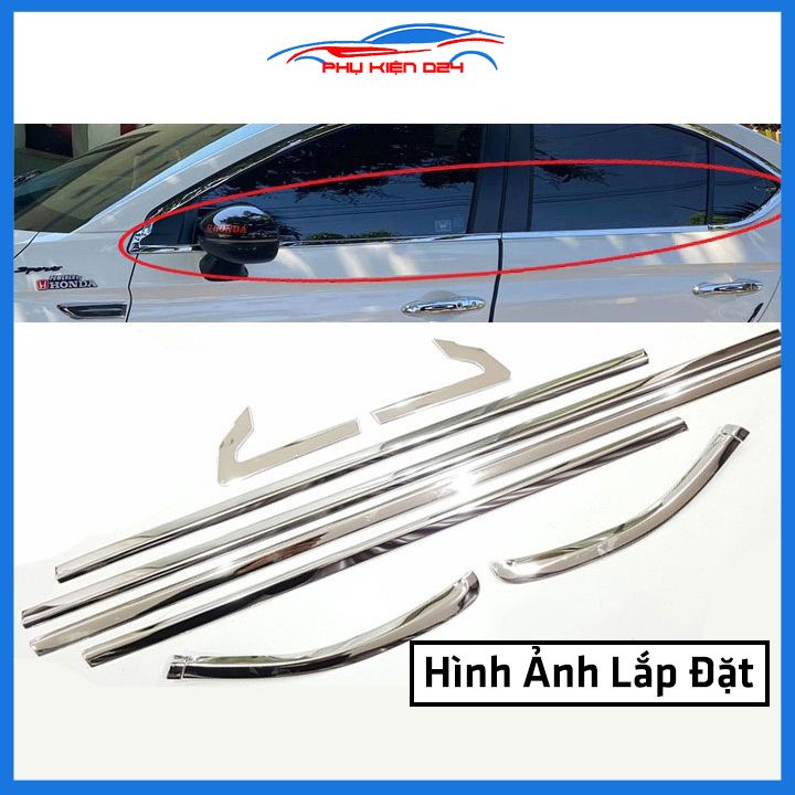 Bộ nẹp viền chân kính cong kính City 2021-2022-2023 Inox sáng bóng chuẩn form xe