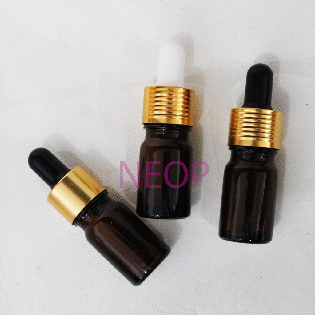 [XẢ KHO] Lọ Tinh Dầu Thủy Tinh Thân Nâu 5ml Nắp Bóp Giọt lẻ size