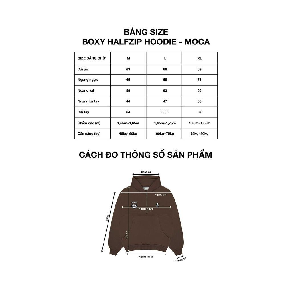 Áo Khoác Nỉ Bad Habits Boxy Halfzip Hoodie - Nâu Moca - Local Brand Chính Hãng