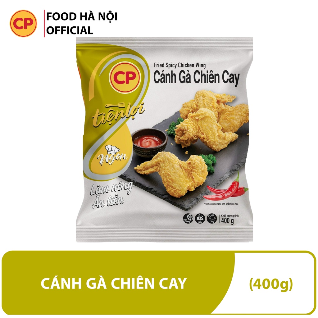 Gà chiên CP - Cánh gà chiên cay túi 400g , không cần rã đông chế biến trong vài phút