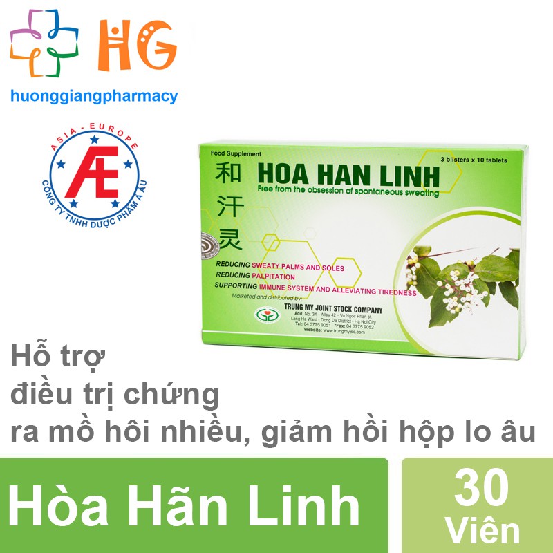 Hòa Hãn Linh - Hỗ trợ điều trị chứng ra mồ hôi nhiều, giảm hồi hộp lo âu (Hộp 30 viên)