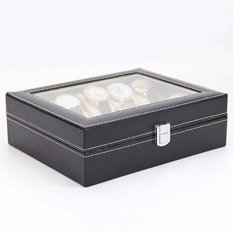 Hộp đựng đồng hồ 12 ngăn bọc da PU có chốt chống trộm