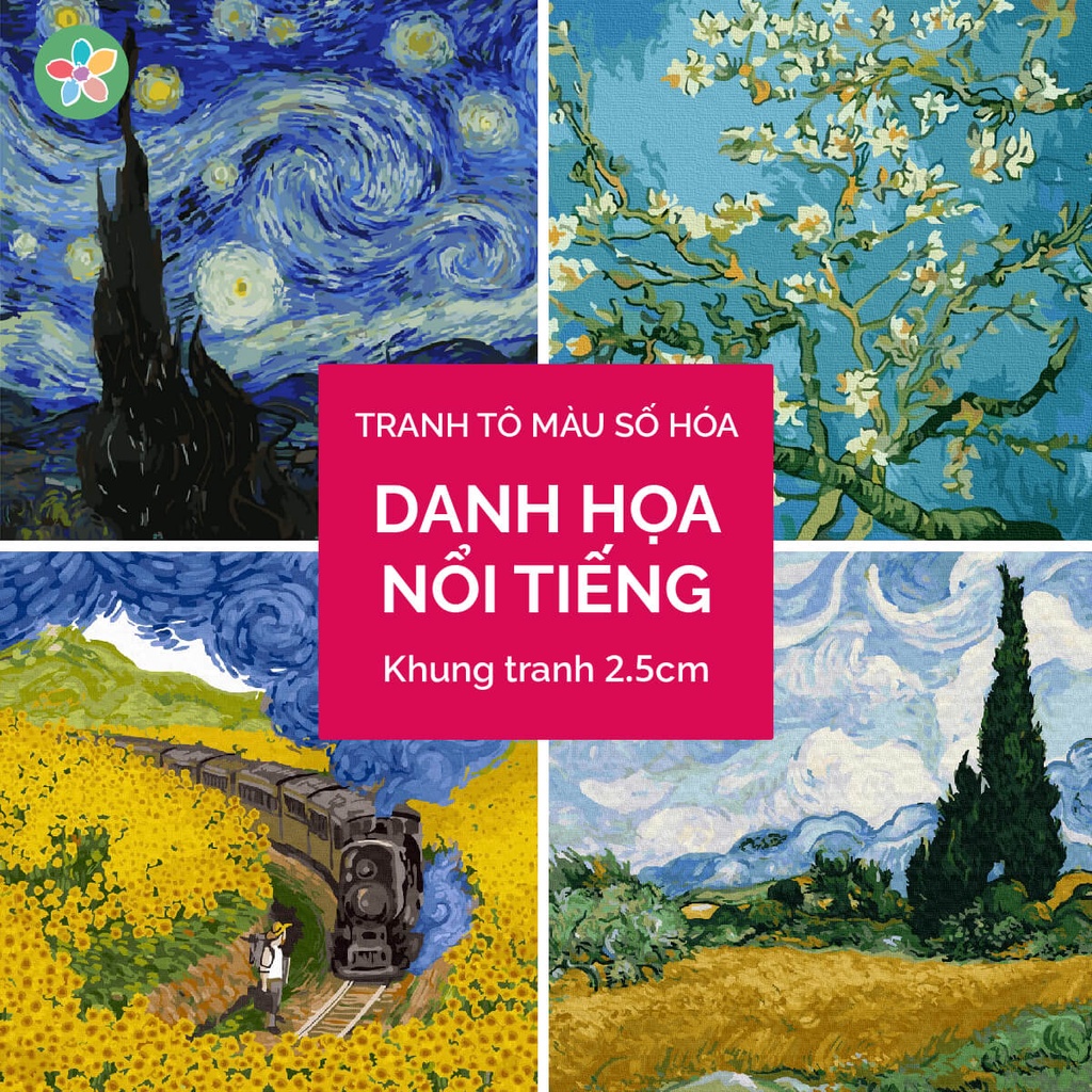 ✅Tranh tô màu theo số - Danh họa nổi tiếng Van Gogh đã căng khung 40x50cm