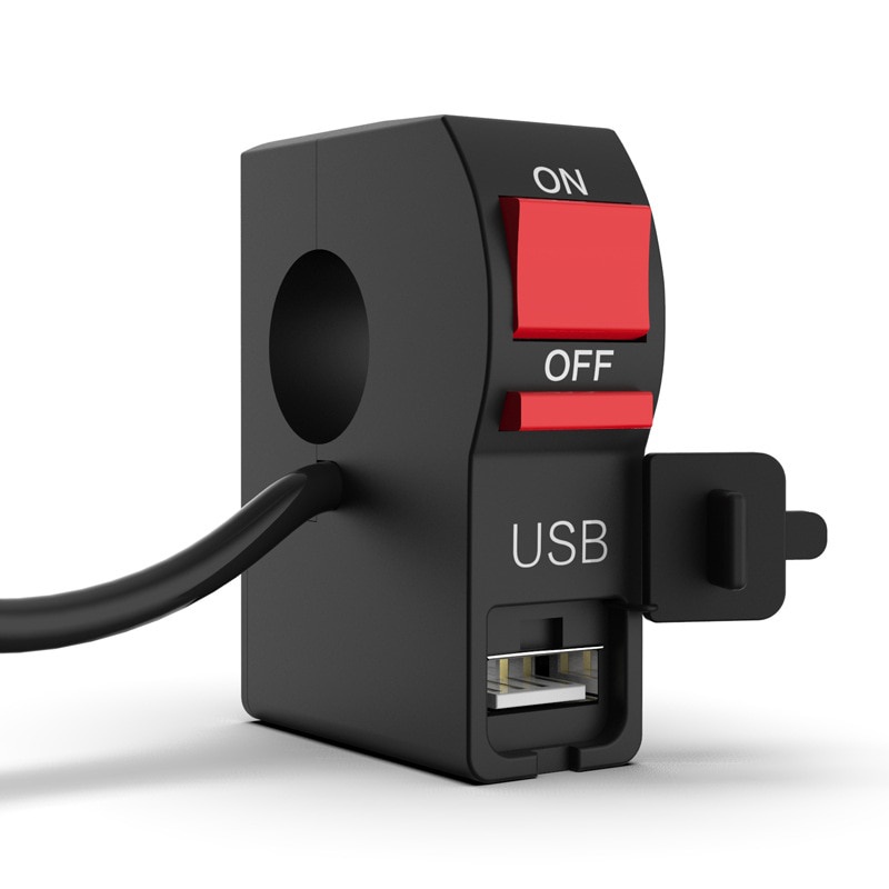Công Tắc Gắn Tay Lái Xe Máy Chống Nước Kèm Sạc USB 4 Dây 22mm 7/8" 12V