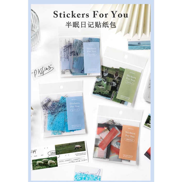 Sticker Dán Trang Trí Sổ Tay Nhật Ký 8 Kiểu Dáng