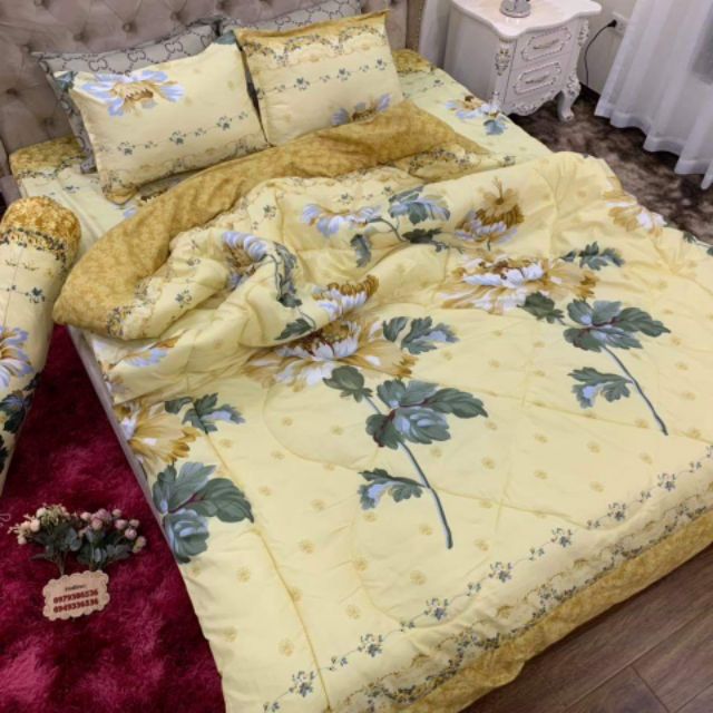 Bộ chăn ga gối 5 món chăn phao dầy dặn