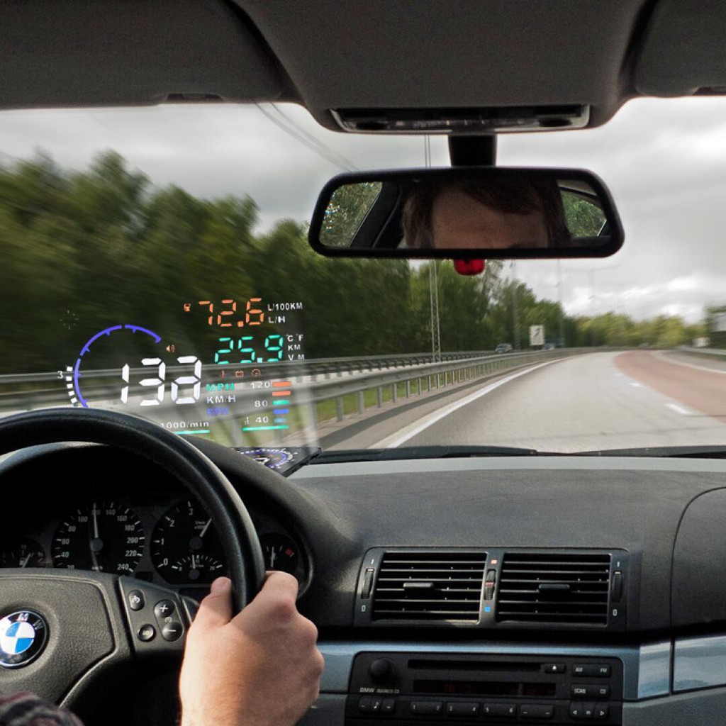 Thiết bị hiển thị tốc độ - Thông số xe ô tô lên kính lái đầy đủ HUD A8
