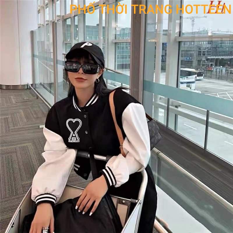 ÁO KHOÁC BOMBER PHỐI TAY IN 5D HÌNH TIM CHẤT GIÓ THỜI TRANG CHẤT NỈ SANG XỊN MỊN PHỐ THỜI TRANG HOT TEEN