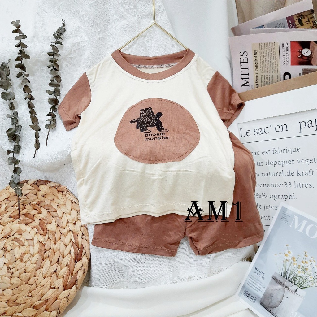 Đồ bộ cho bé cộc tay họa tiết gấu cực đẹp thoáng mát mùa hè AM928