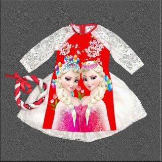 Áo dài Elsa chất phi lụa Thái Tuấn kèm váy+ mấn