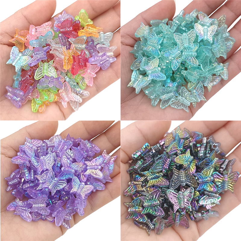 Bộ Hạt Hình Bướm Nhiều Màu Sắc Dùng Làm Trang Sức Thủ Công