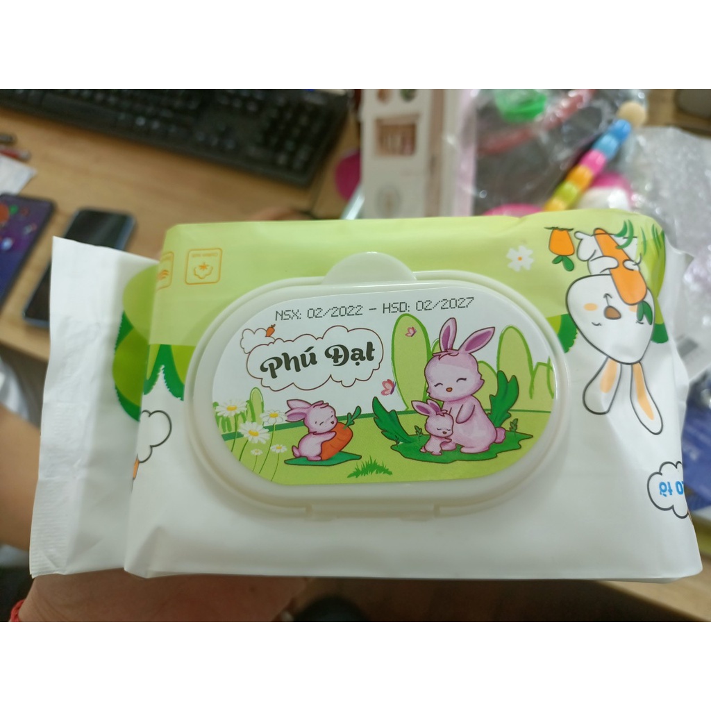 Khăn ướt Phú Đạt hình gấu, hình thỏ đáng yêu gói 120 tờ