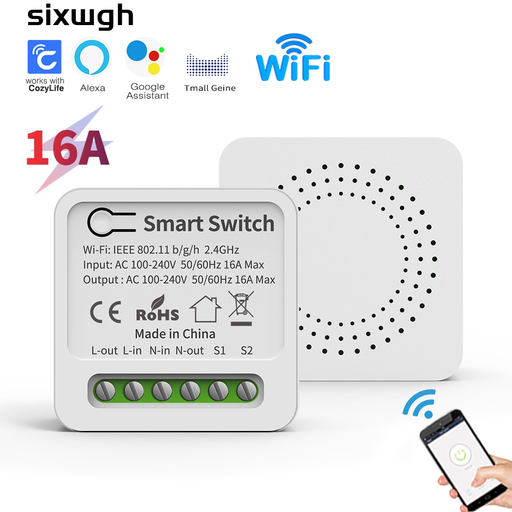 Công Tắc Thông Minh 16A MINI Wifi Smart switch Module Điều Khiển 2 Chiều Hẹn Giờ Nhà Tự Động Hóa Alexa Google Home