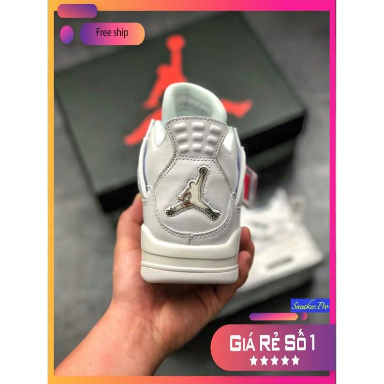 Ảnh thật Giày thể thao AIR JORDAN 4 Retro Pure money full trắng siêu đẹp cho nam và nữ siêu đẹp ✊