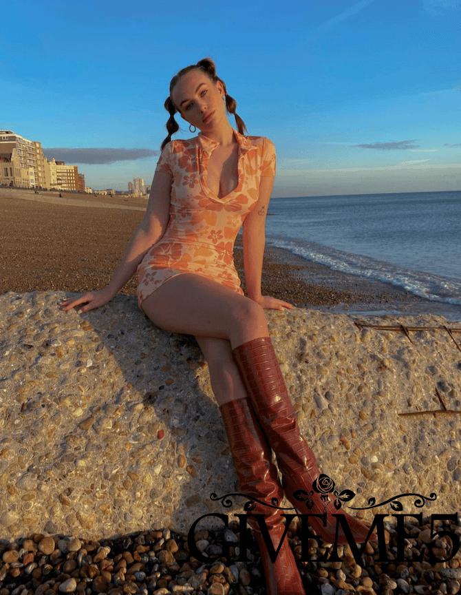 Đầm Ngắn Tay In Họa Tiết Hoa / Bướm Gợi Cảm Cho Nữ