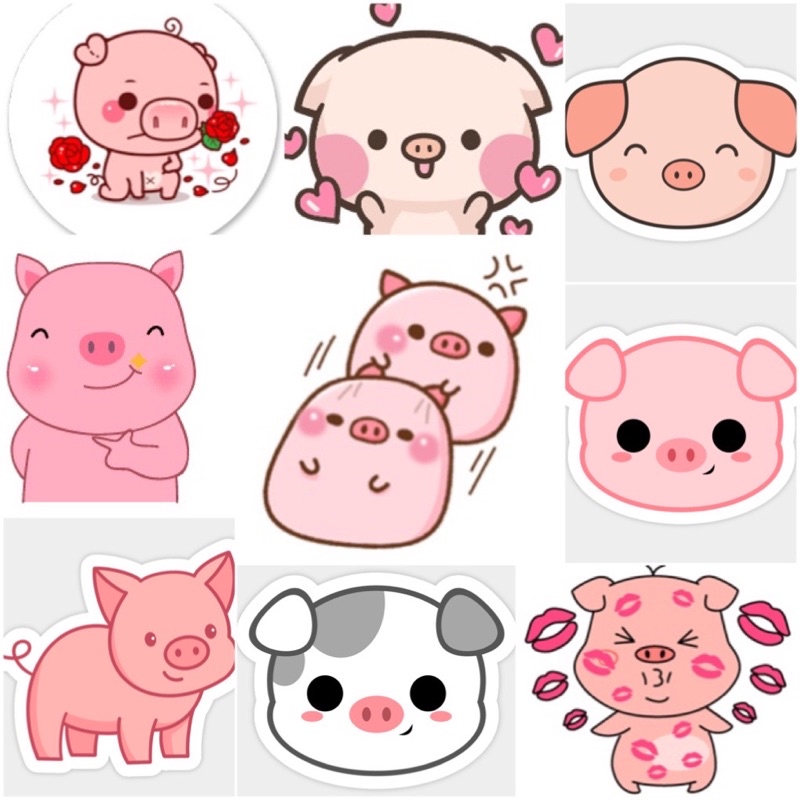 Sticker Heo Hồng 30-60 cái ép lụa khác nhau /Hình dán lợn hồng