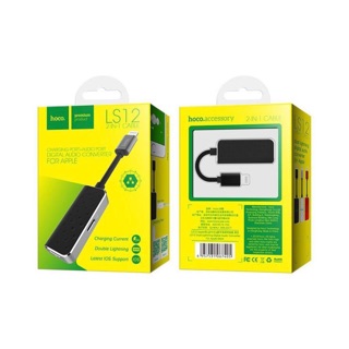Cáp Chuyển Đổi 2 cổng Lightning sạc và tai nghe cho Iphone Hoco LS12