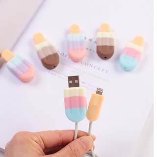 【Insfree】Ice Cream-shaped Mobile Phone Data Cable Protective Cover Is Suitable For Apple Protection Data Cable Charging Cover Popsicle Cable Cover