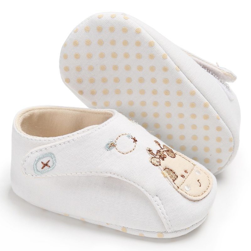 Giày Vải Cotton Chống Trượt In Hình Mặt Động Vật Hoạt Hình Dễ Thương Cho Bé Sơ Sinh