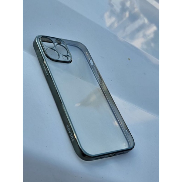 [ GREEN xanh rêu ] Ốp lưng sulada lưng trong viền màu iphone 13 pro max ( sulada bóng)