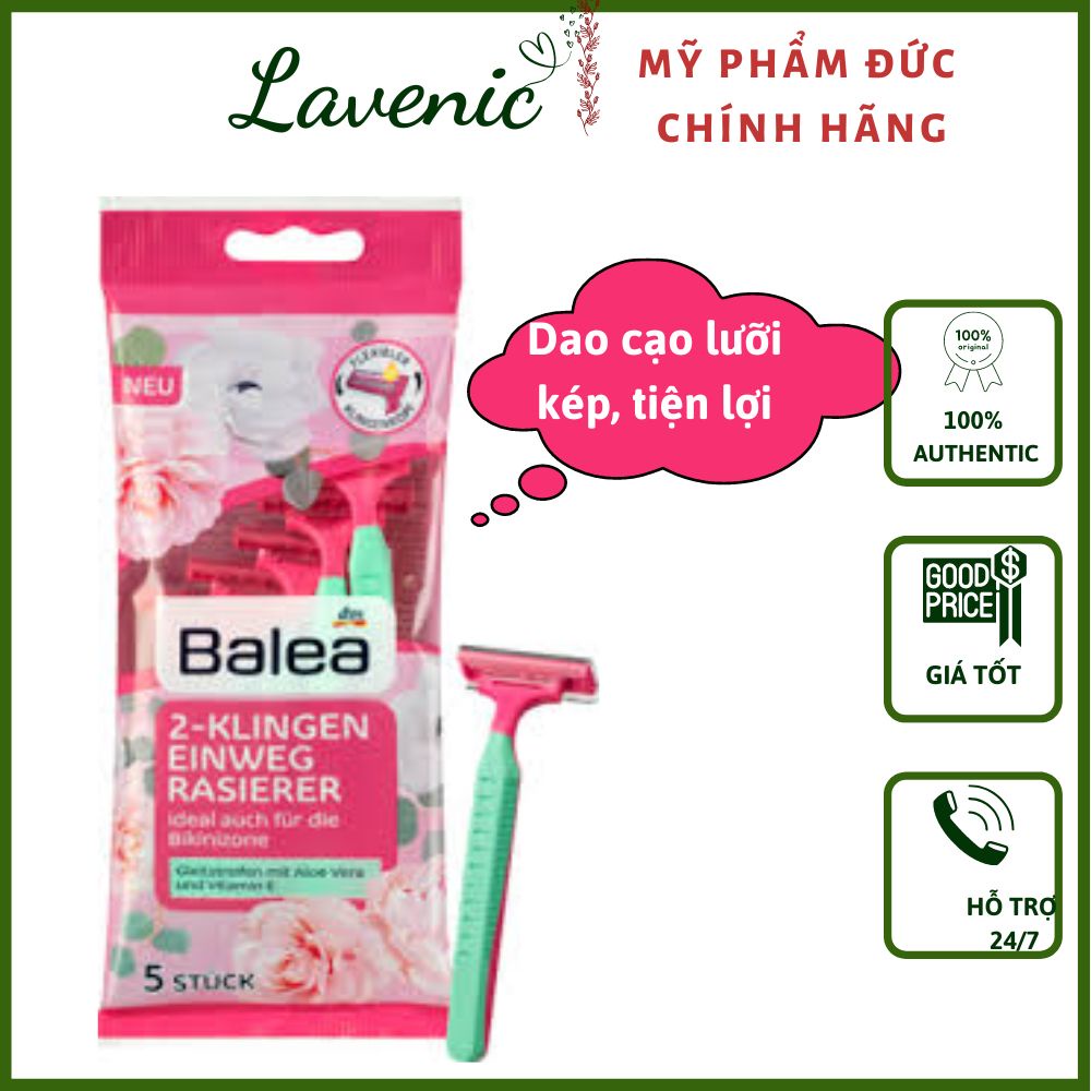 Set 5 dao cạo lông Balea lưỡi kép, Hàng Đức - Shop Lavenic