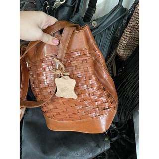 Túi du lịch da đan bằng da thật 100% size 28x27