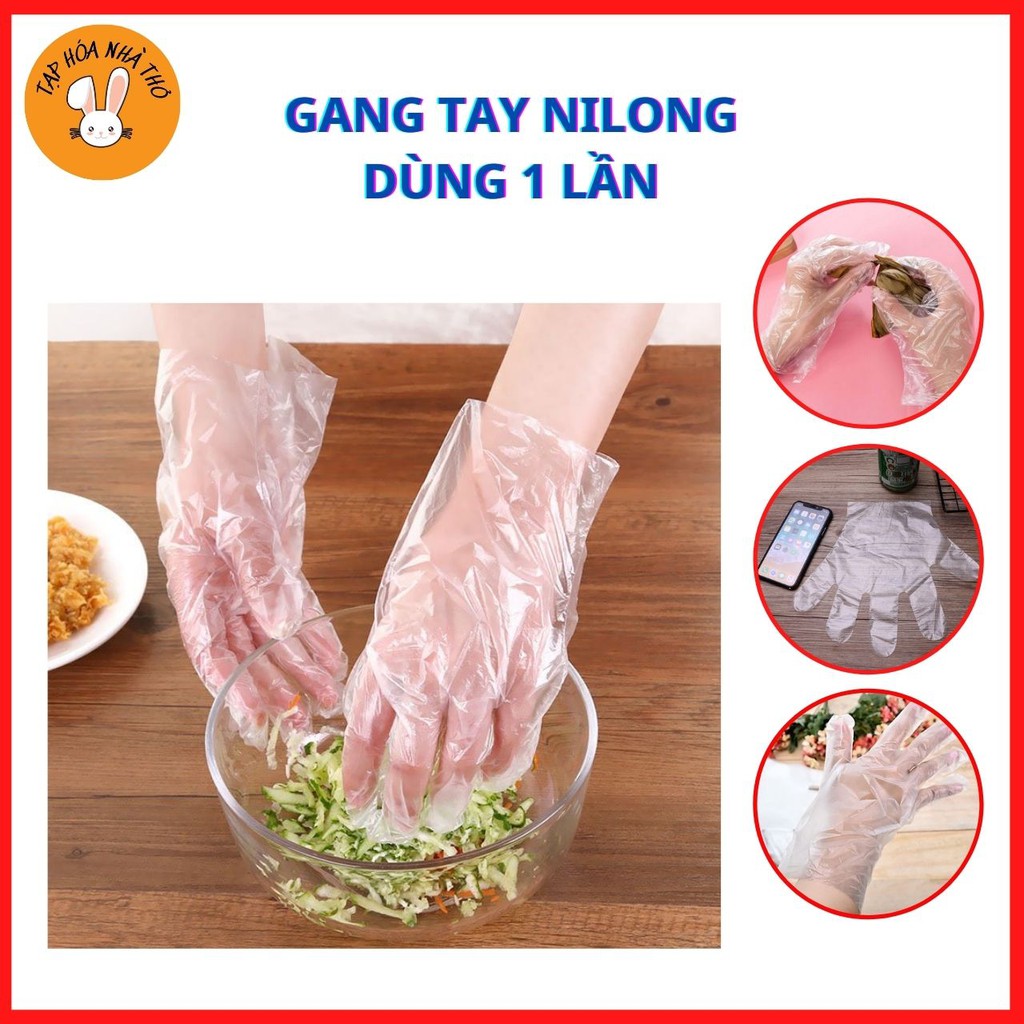 Combo 100c găng tay nilong dùng 1 lần, bao tay nilong siêu dai